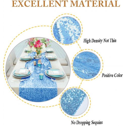  [아마존베스트]ShiDianYi Table Runner Coffee Table Runner Baby Blue 12x72 Sequin Table Runner Dining Table Runner Light Blue 1pc 12x72 Table Runner Glitter Decorative Table Runner