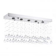 ShiJia Moooni Rectangular Crystal Chandelier Lighting Modern Ceiling Light Fixture for Kitchen Island L31.5 x W7.9 x H15