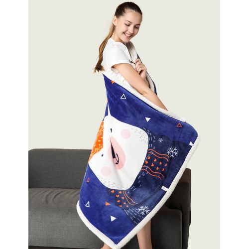  Shielding LVFEIER Cartoon Printed Anti-Radiation EMF Protective Radiation Blocking Blue Coral Velvet Blanket 55.12 39.37 inches