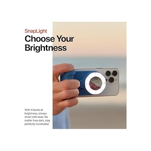  ShiftCam SnapLight - LED Selfie Ring Light with Four Brightness Settings and Built in Battery - Magnetic Mount Snaps on to Any Phone - Flippable Design | Abyss Blue