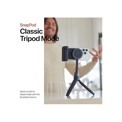  ShiftCam SnapPod - Video Selfie Stick and Tripod - Magnetic Mount Snaps on to Any Phone - Tiltable Design | Blue Jay