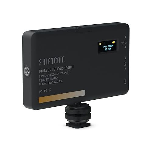  ShiftCam ProLED | Bi-Color Panel | Natural Light in Your Pocket for Vlogging and Selfies | Adjustable Color Temperature and Brightness | ProGrip Accessory