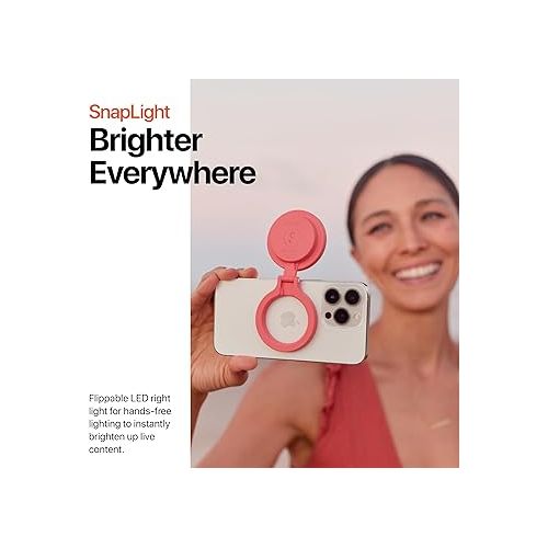  ShiftCam SnapLight - LED Selfie Ring Light with Four Brightness Settings and Built in Battery - Magnetic Mount Snaps on to Any Phone - Flippable Design | Blue Jay