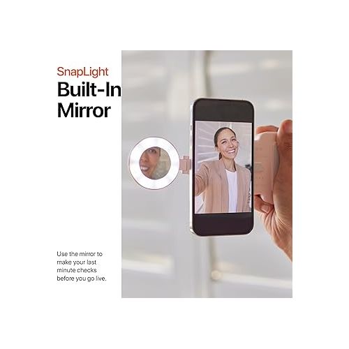  ShiftCam SnapLight - LED Selfie Ring Light with Four Brightness Settings and Built in Battery - Magnetic Mount Snaps on to Any Phone - Flippable Design | Midnight