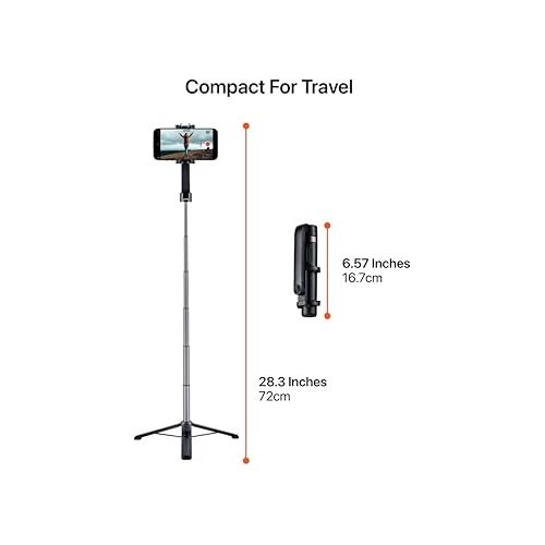  ShiftCam | TravelPod Selfie, Travel-Friendly Mobile Tripod & Selfie Stick with Universal Cold Shoe Mount for Mounting Accessories