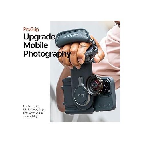  ShiftCam ProGrip Starter Kit - DSLR style mobile battery Grip - Wireless Shutter Button - Built in Powerbank - Qi Wireless Charging - Freestanding Dock - Tripod Mount - Works with Android and iPhone