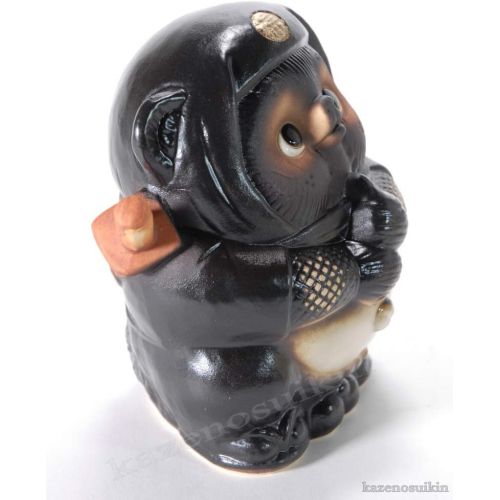  Shigaraki Pottery H6.89 Inches Japanese Tanuki Cute Raccoon Dog Black Ninja 9023-06