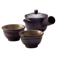 Shigaraki Ware Shigaraki Pottery Sumi-iro Kyusu Teapot and Yunomi Set