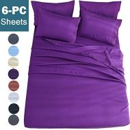 [아마존 핫딜] Shilucheng King Size 6-Piece Bed Sheets Set Microfiber 1800 Thread Count Percale 16 Inch Deep Pockets Super Soft and Comforterble Wrinkle Fade and Hypoallergenic(King,Purple)