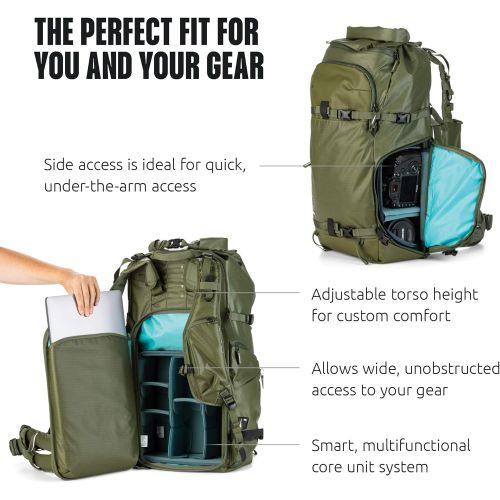  Shimoda Action X50 Water Resistant Camera Backpack - Fits DSLR, SLR, Mirrorless Cameras, Batteries, Lenses and Other Gear - Core Unit Modular Camera Inserts Sold Separately - Army