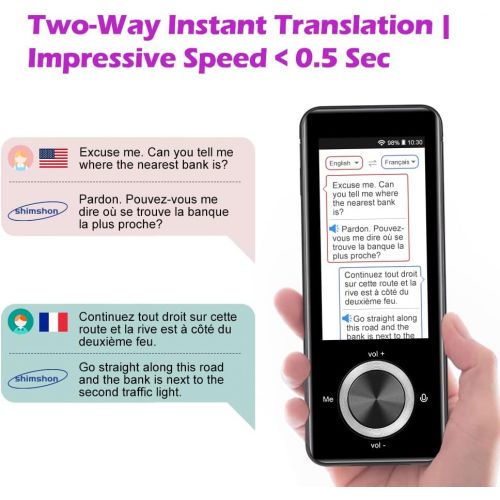  Shimshon Translator Device Language Translator Support 108 Languages Offline Translator Device with Bluetooth and WiFi Connection Portable Two-Way Voice Interpreter with Instant Photo Trans