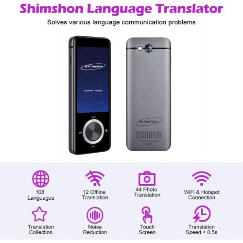  Shimshon Translator Device Language Translator Support 108 Languages Offline Translator Device with Bluetooth and WiFi Connection Portable Two-Way Voice Interpreter with Instant Photo Trans