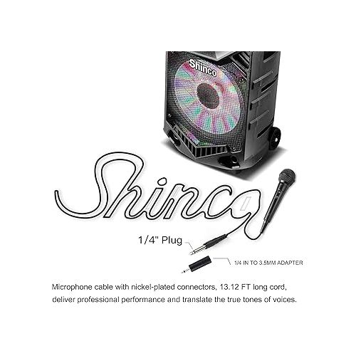  Shinco Handheld Wired Microphone, Cardioid Dynamic Vocal Mic with 13ft Cable and ON/Off Switch, Ideally Suited for Speakers, Karaoke Singing Machine, Amp, Mixer