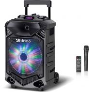 [아마존베스트]Shinco Bluetooth Karaoke Machine, 12-inch Subwoofer Karaoke Speaker, Portable PA System with Wireless Microphone, Flashing Party Light