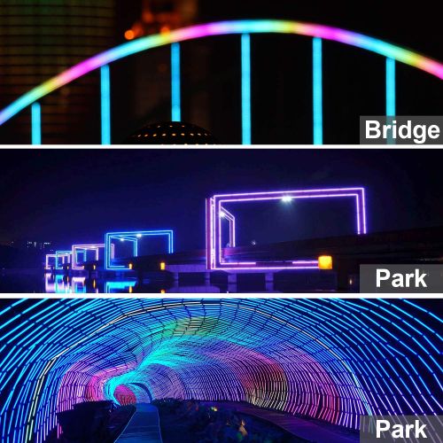  Shine Decor Led RGB Neon Lights, 14 Colors Rope Lights,Update Waterproof 5050 60Leds/M, 16.4ft, 110V, Included Necessary Accessories, Multi Color Changing + Remote Controller Flex