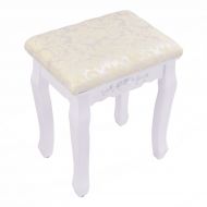 Shining Retro Wave Design Makeup Dressing Stool Pad Cushioned Chair Piano Seat White