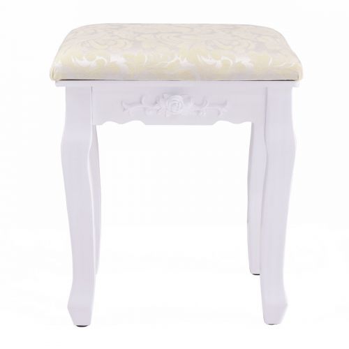  Shining Retro Wave Design Makeup Dressing Stool Pad Cushioned Chair Piano Seat White