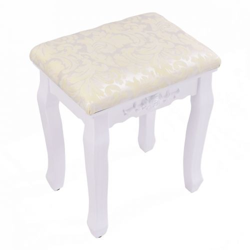  Shining Retro Wave Design Makeup Dressing Stool Pad Cushioned Chair Piano Seat White