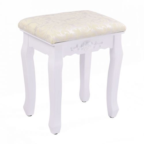  Shining Retro Wave Design Makeup Dressing Stool Pad Cushioned Chair Piano Seat White