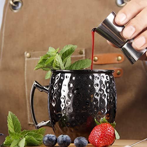  [아마존베스트]Shining Craft Moscow Mule Mugs Set of 2 - Food Safe Pure Solid Hammered Mugs 18 oz/ 550ml With Brass Handle and Stainless, Unlined Cups For Moscow Mule Cocktails and other Chilled Drinks (Black)