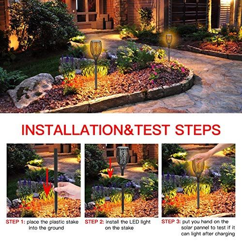  Shinmax Solar Torch Lights Upgraded, Waterproof Flickering Flame Torch Light Dancing Flames Landscape Decoration Lighting Dusk to Dawn Auto On/Off Security Path Light for Garden Patio Deck