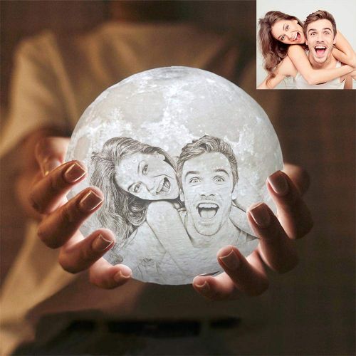  Shiny Alice 16 Colors Personalized Photo Night Light Customized 3D Printing USB Charging Moon Lamp Moon Light Night Light for Kids Gift for Women Mothers Day Gift(White 7.1inch/18cm)