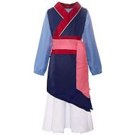 Shiny Toddler Little/Big Girls Asian Princess Heroine Mulan Costume Three-Piece Dress up