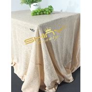 ShinyBeauty 90x132-Inch-Sequin Tablecloth-Rectangular-Peach,6FT Table Dropping to Floor Wedding Table Linen/Cloth