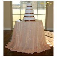 ShinyBeauty Round Sequin Tablecloth Peach 132Inch Backdrop Stand Peach Table Cloths Parties ~0814S