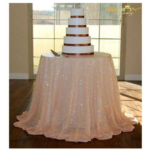  ShinyBeauty Round Sequin Tablecloth Peach 132Inch Backdrop Stand Peach Table Cloths Parties ~0814S