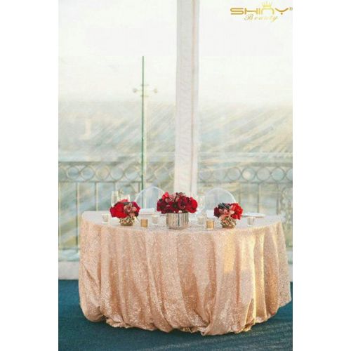  ShinyBeauty Round Sequin Tablecloth Peach 132Inch Backdrop Stand Peach Table Cloths Parties ~0814S