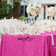ShinyBeauty Sequin Tablecloth 90x132-Inch Fuchsia Sparkle Tablecloth Hot Pink Table Cloth Rectangular Sequins Table Cloth~M1116