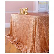 ShinyBeauty Rose Gold Sequin Tablecloth-90x120-Inch Rectangle Premium Quality Glitz Sequin Table Linen