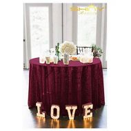 ShinyBeauty Sequin Tablecloth Round Table Cloth/Overlay/Cover Glitz Table Linen Manteles De Mesa De Tela -1127S (120Inch, Burgundy)