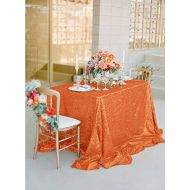 ShinyBeauty Orange Sparkle Tablecloth 90x132-inch Great Gatsby Decorations Coral Table Cloths for Parties N1030