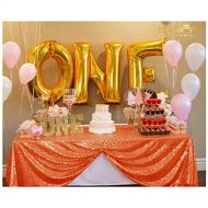 ShinyBeauty Orange Tablecloth 90x132-Inch Rectangle Sequin Table Cloth 6FT to The Floor Elegant Tablecloth -0807S