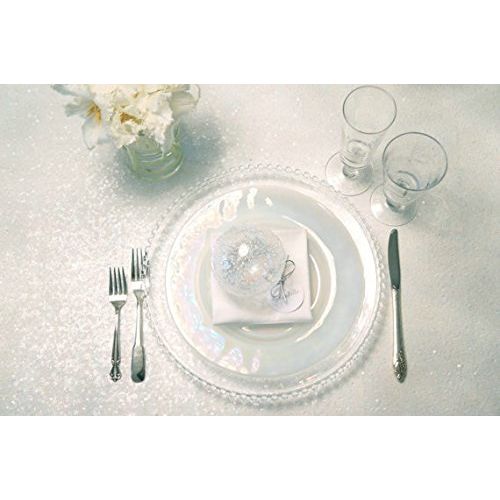  ShinyBeauty 90x132-Inch White Rectangle Sequin Tablecloth- for Wedding/Party(90x132-Inch) (White)