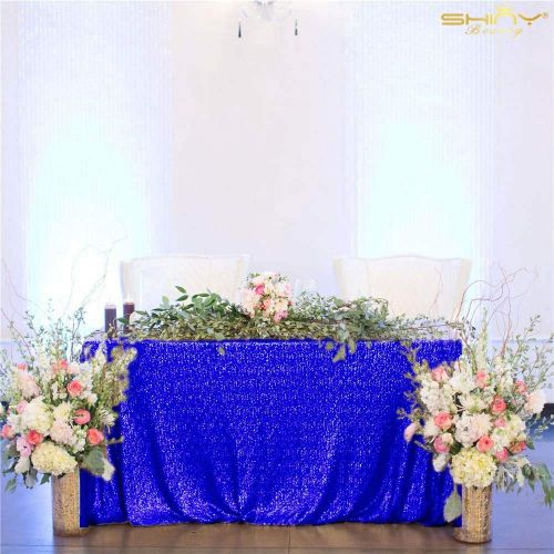  ShinyBeauty Tablecloths 90x156 Rectangle Royal Blue Sequin Table Cloth, Used Party Tablecloth Wholesale, Blue Table Linens -0727S