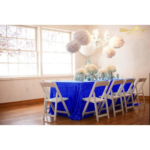  ShinyBeauty Tablecloths 90x156 Rectangle Royal Blue Sequin Table Cloth, Used Party Tablecloth Wholesale, Blue Table Linens -0727S