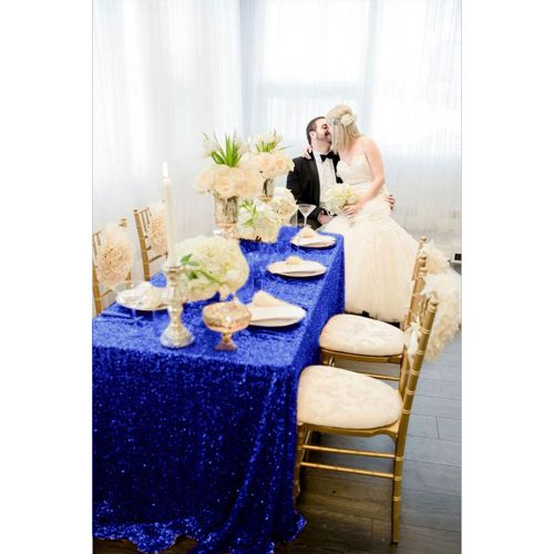  ShinyBeauty Tablecloths 90x156 Rectangle Royal Blue Sequin Table Cloth, Used Party Tablecloth Wholesale, Blue Table Linens -0727S