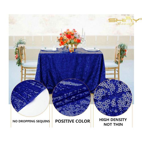  ShinyBeauty Tablecloths 90x156 Rectangle Royal Blue Sequin Table Cloth, Used Party Tablecloth Wholesale, Blue Table Linens -0727S