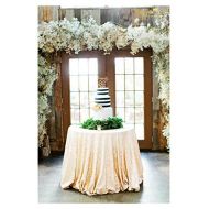 ShinyBeauty Sequin Table Cover 108Inch-Ivory-Round Sequin Tablecloth Ivory Elegant Tablecloth-0809E