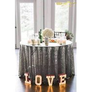 ShinyBeauty Gunmetal Sequin Tablecloth 72Inch Gunmetal Round Linen Tablecloth Sequin Table Cover