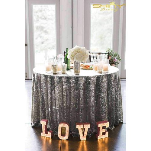  ShinyBeauty Gunmetal Sequin Tablecloth 72Inch Gunmetal Round Linen Tablecloth Sequin Table Cover