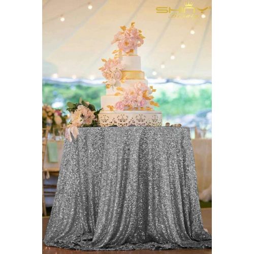  ShinyBeauty Gunmetal Sequin Tablecloth 72Inch Gunmetal Round Linen Tablecloth Sequin Table Cover