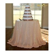 ShinyBeauty Peach-72in Round-Sequin Tablecloth for Wedding/Party/Decor