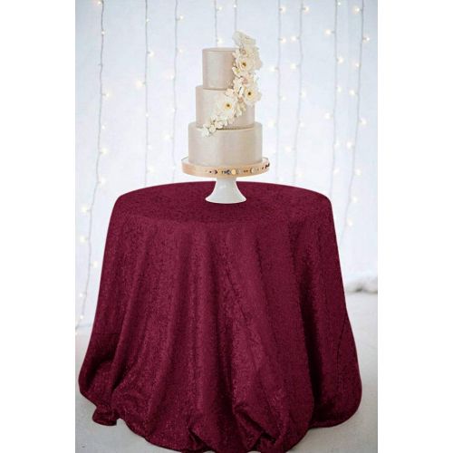  ShinyBeauty Sequin Table Cover 108Inch-Burgundy-Round Sequin Tablecloth Burgundy Elegant Tablecloth-190330E