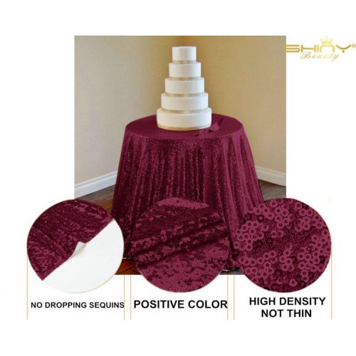  ShinyBeauty Sequin Table Cover 108Inch-Burgundy-Round Sequin Tablecloth Burgundy Elegant Tablecloth-190330E