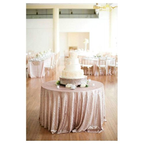  ShinyBeauty Sequin Table Cover 108Inch-Champagne-Round Sequin Tablecloth Champagne Elegant Tablecloth-0809E