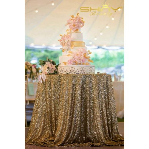  ShinyBeauty Copper Sequin Tablecloth 72Inch Blush Gold Round Linen Tablecloth Great Gatsby Decorations